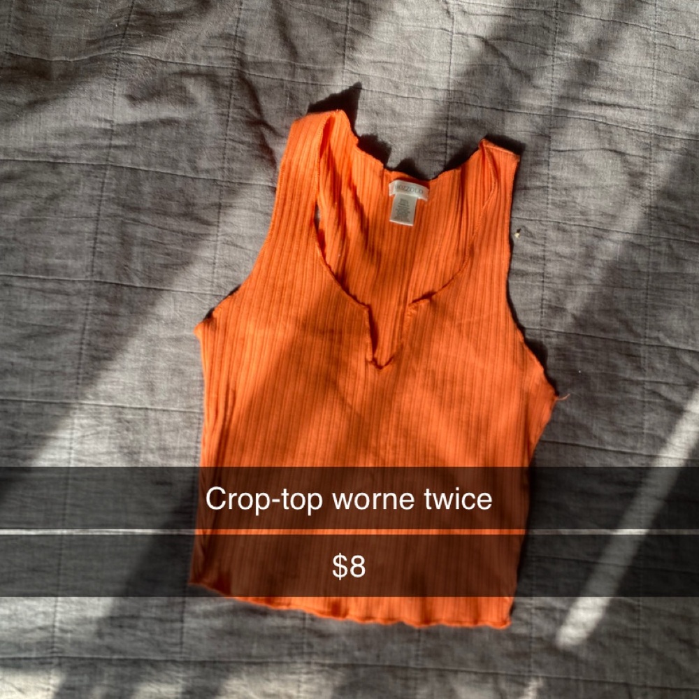 Bozzolo Bright Orange Ribbed Crop Top